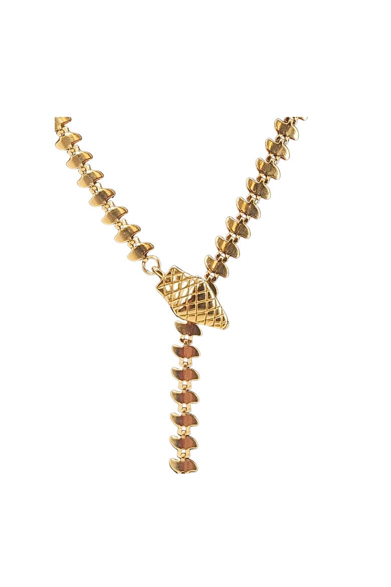 Vintage 1970-80s Goldtone Snake Lariat Necklace, Alternate, color, Gold