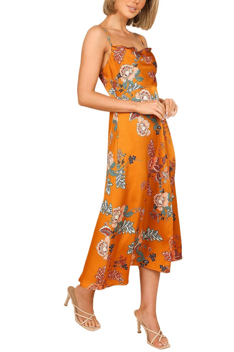 Alejandra Floral Print Midi Dress, Alternate, color, TAN