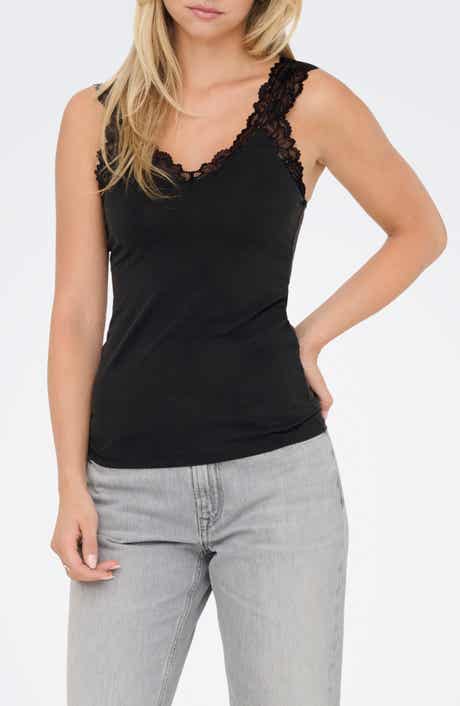 Only Free Lace Trim Sleeveless Top