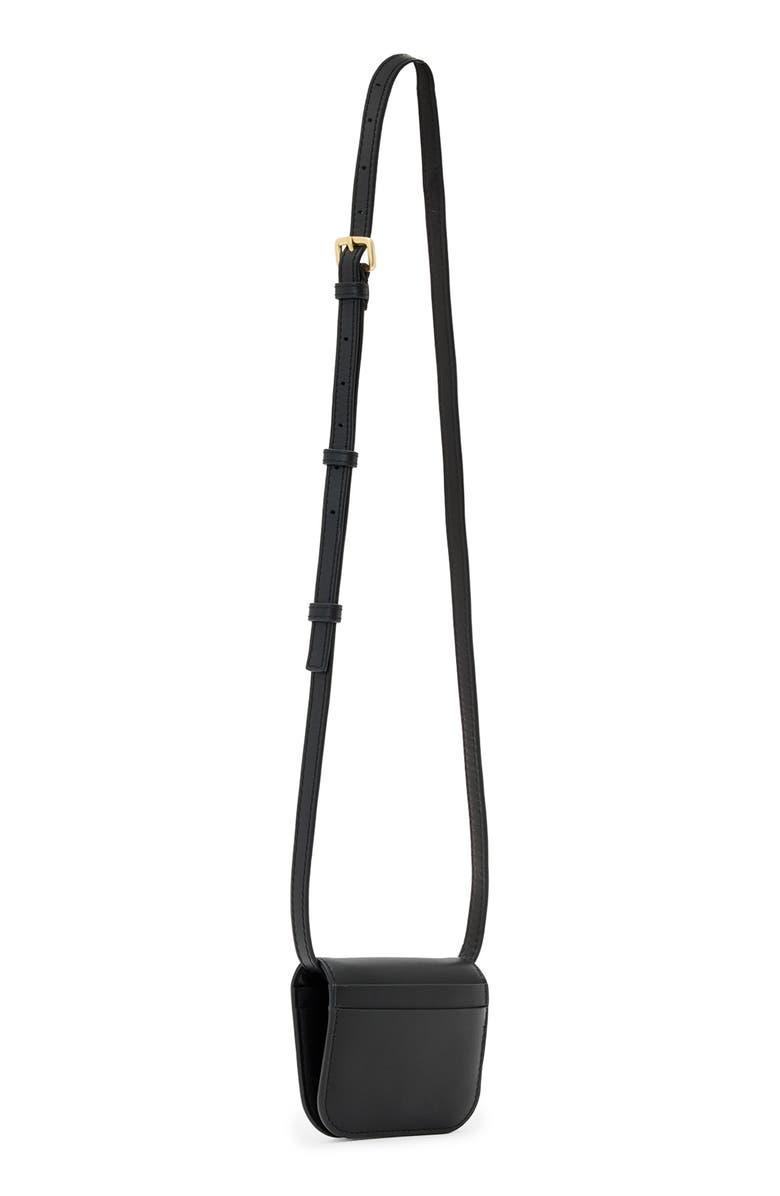 AllSaints Small Maeve Leather Crossbody Card Holder, Alternate, color, Black