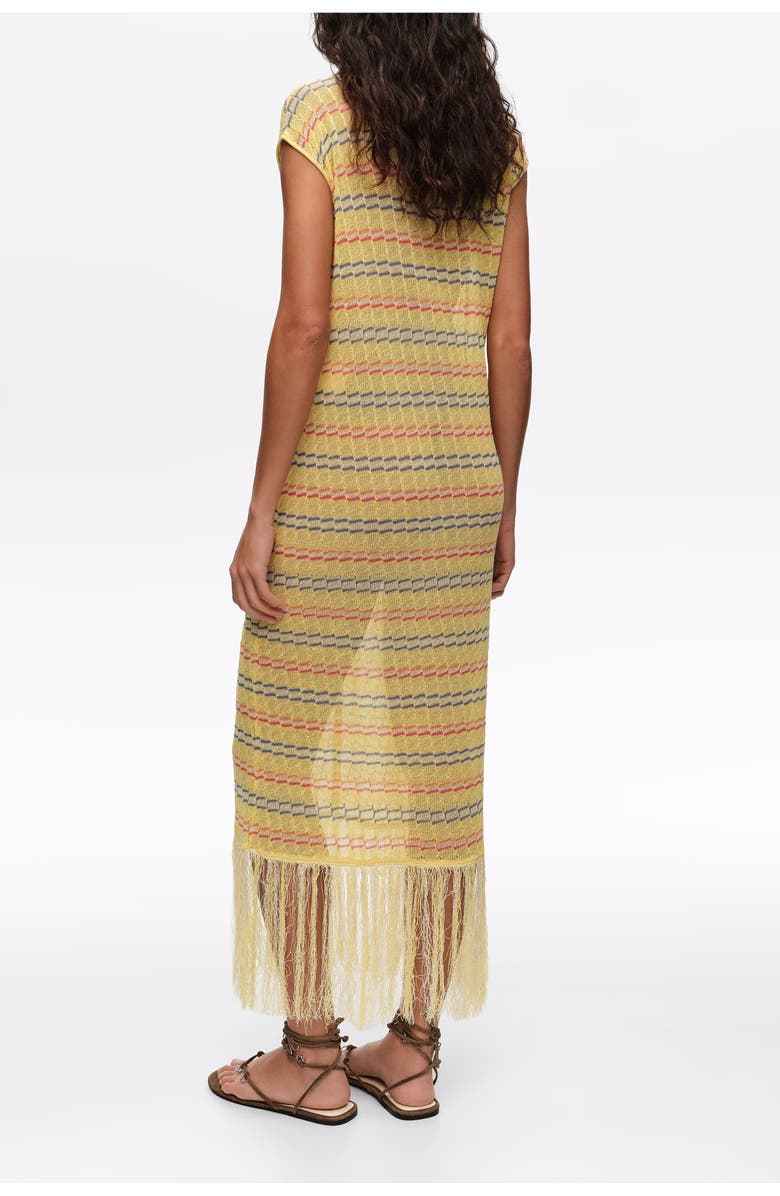 Bimba y Lola Sleeveless Knit Dress With Fringing, Alternate, color, Light Yellow
