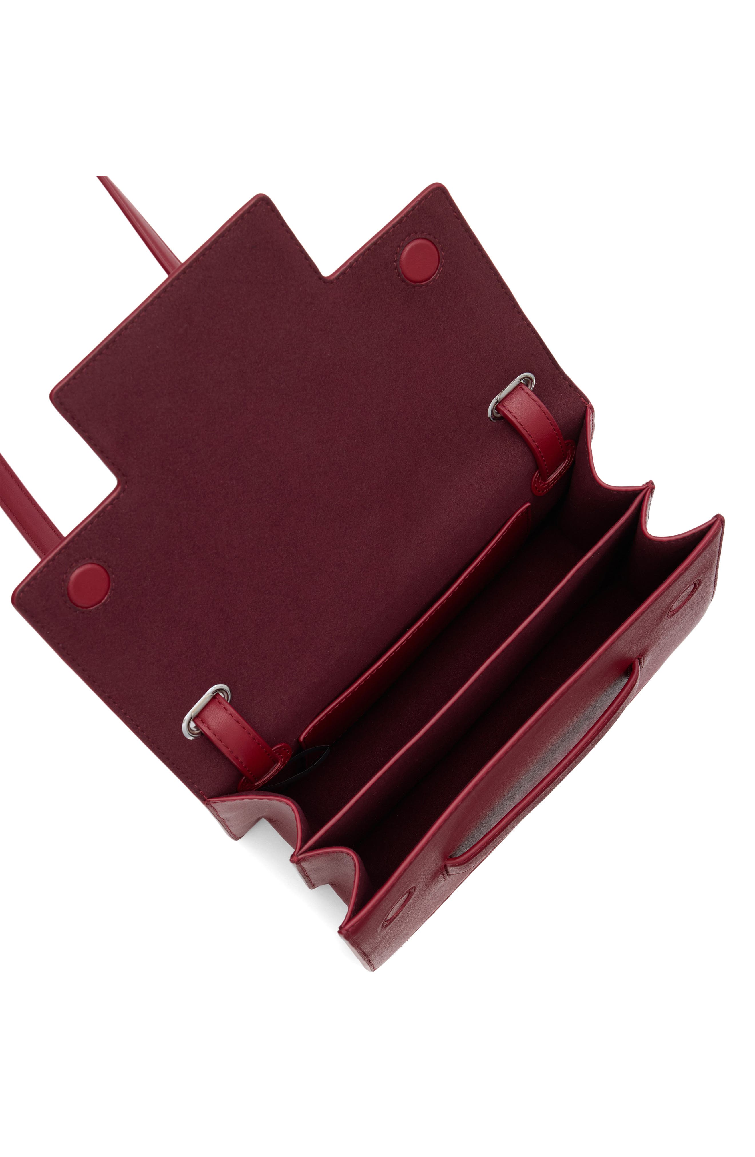 The Accordion Leather Shoulder Bag, Alternate, color, MAROON