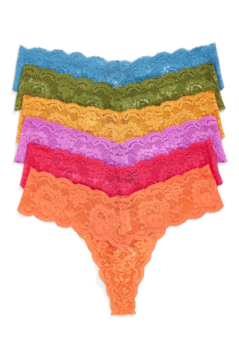 'Never Say Never Cutie' Low Rise Lace Thong, Main, color, MULTI