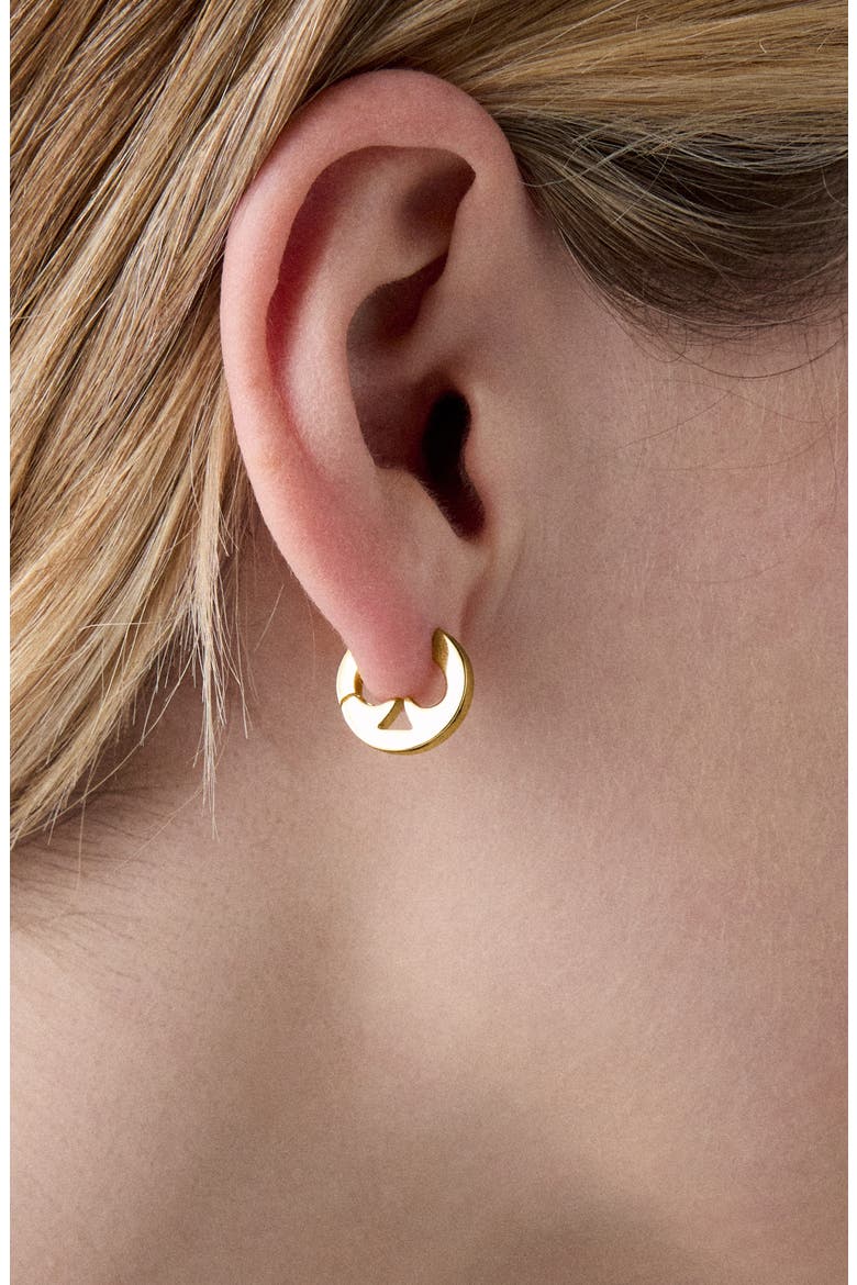 everyday spade cutout huggie hoop earrings, Alternate, color, GOLD