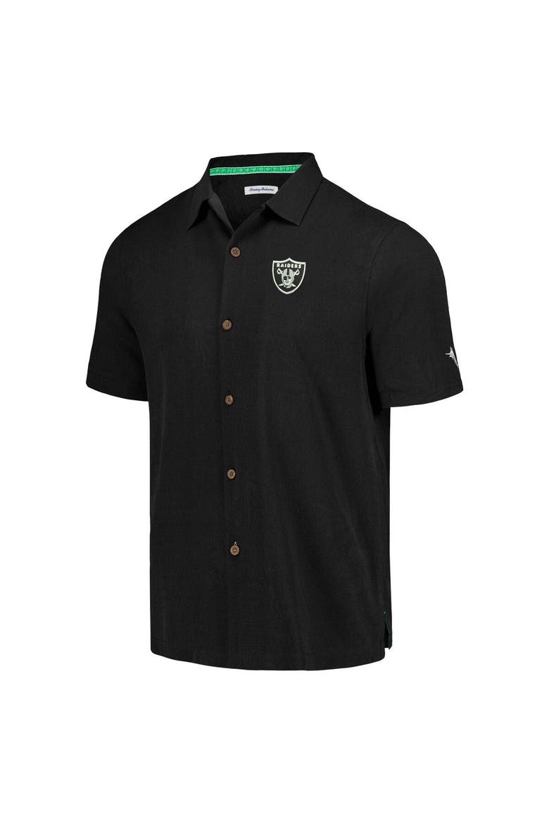 Men's Tommy Bahama Black Las Vegas Raiders Tidal Kickoff Camp Button-Up Shirt, Alternate, color, Black