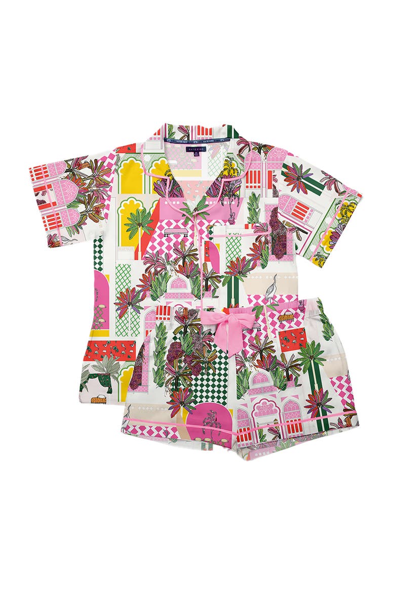 Greco Garden Pajama Shorts Set, Alternate, color, Pink