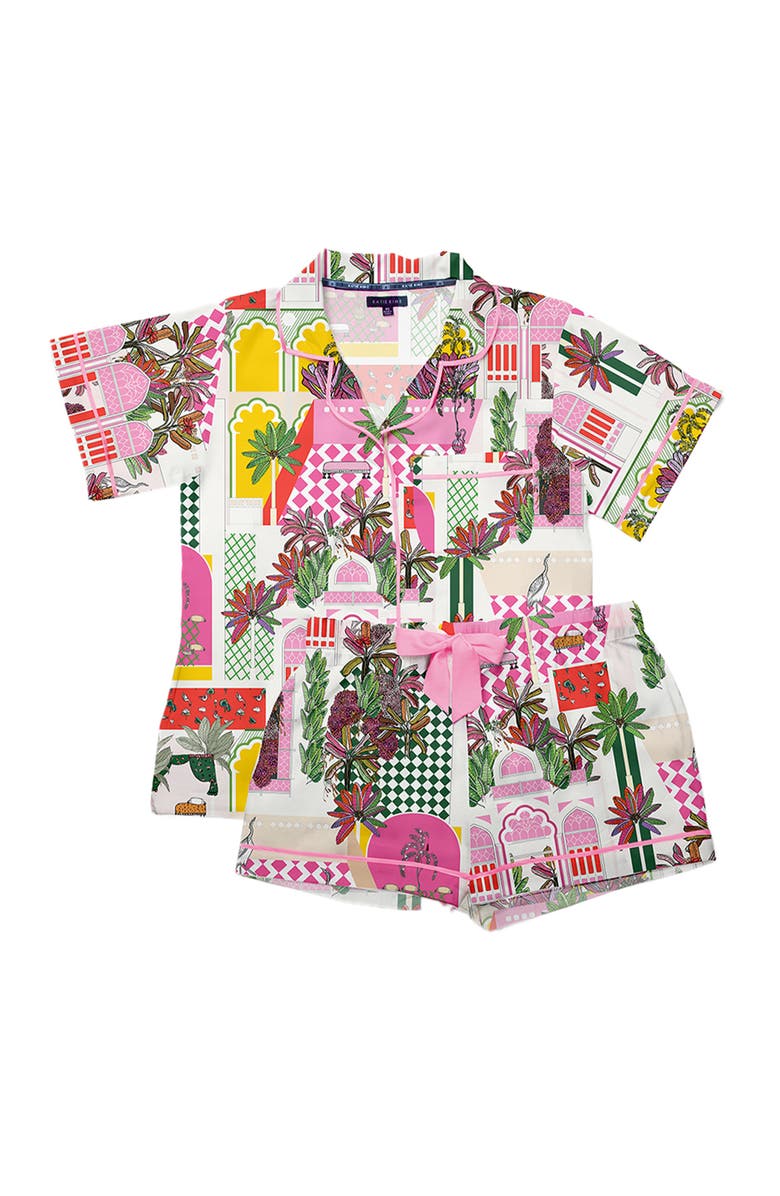 Katie Kime Greco Garden Pajama Shorts Set, Alternate, color, Pink