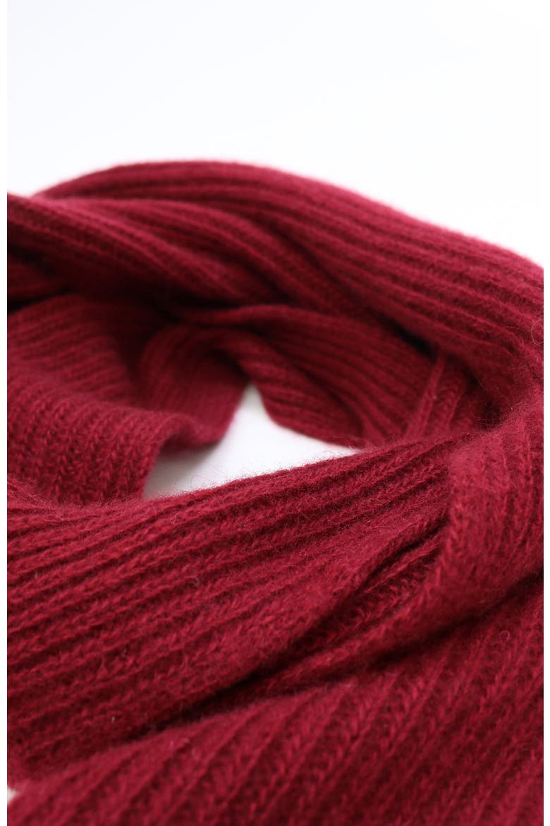 Cashmere scarf with leather tab, Alternate, color, RUM