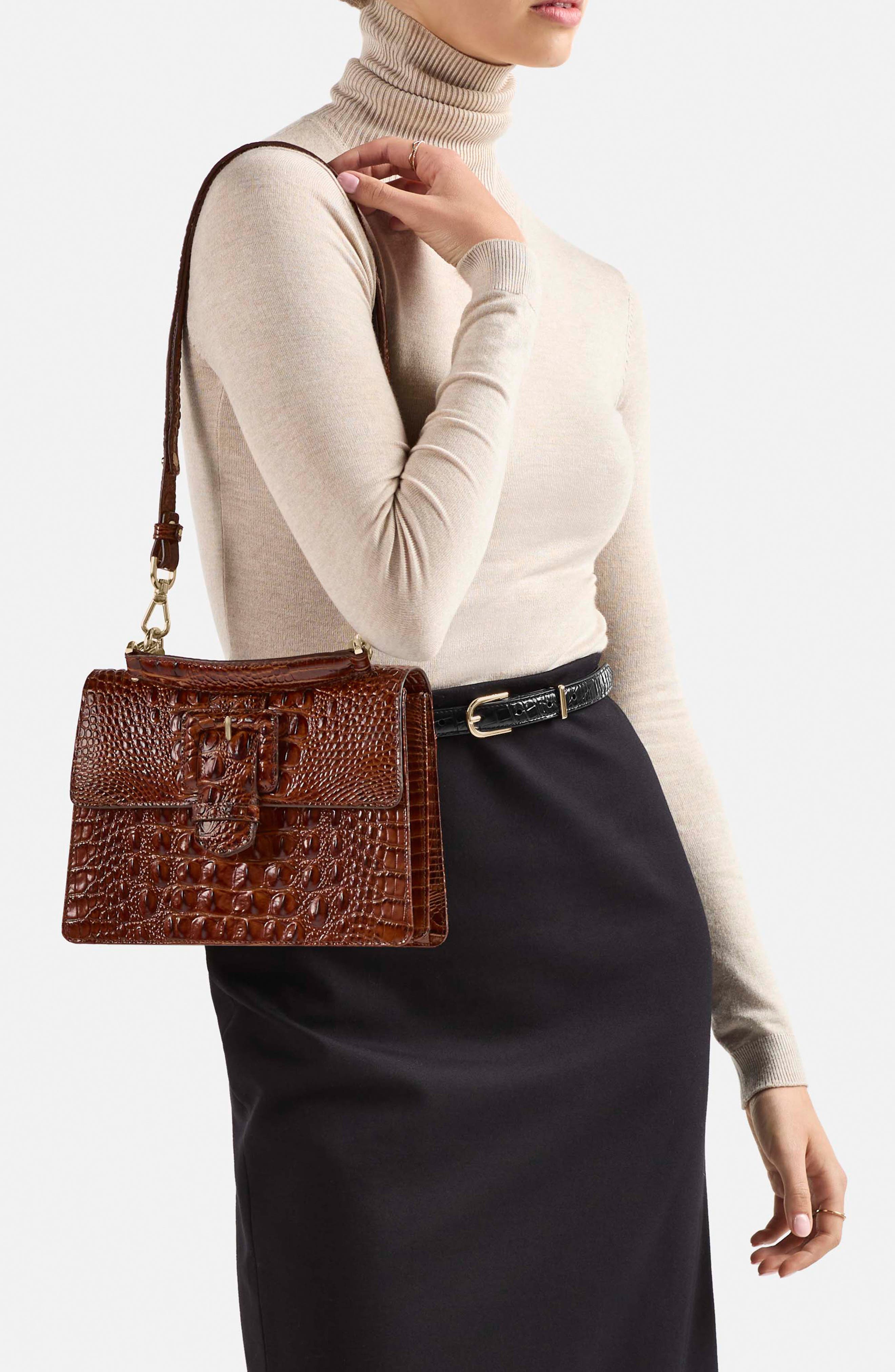 Brahmin Small Hallie Croc Embossed Leather Top Handle Bag, Alternate, color, 