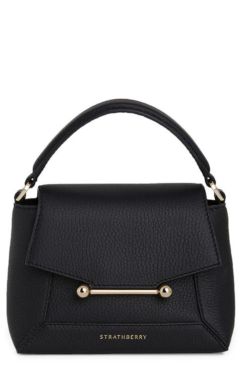 Nano Mosaic Grained Leather Top Handle Bag