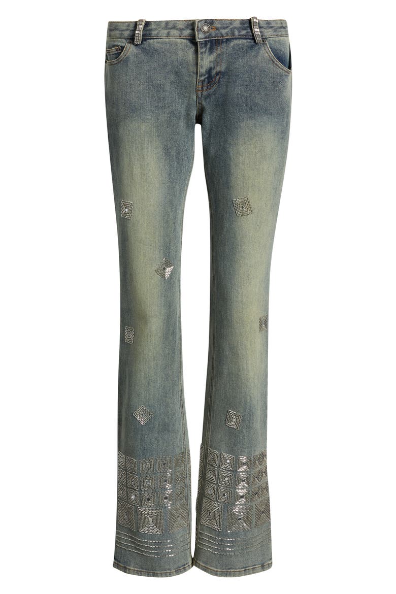 Cooper Beaded Wide Leg Jeans, Main, color, DENIM