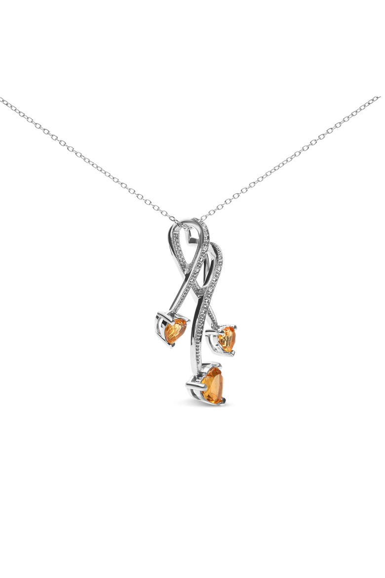 Silver Citrine and Diamond Accent Spiral Drop Pendant Necklace, Alternate, color, White