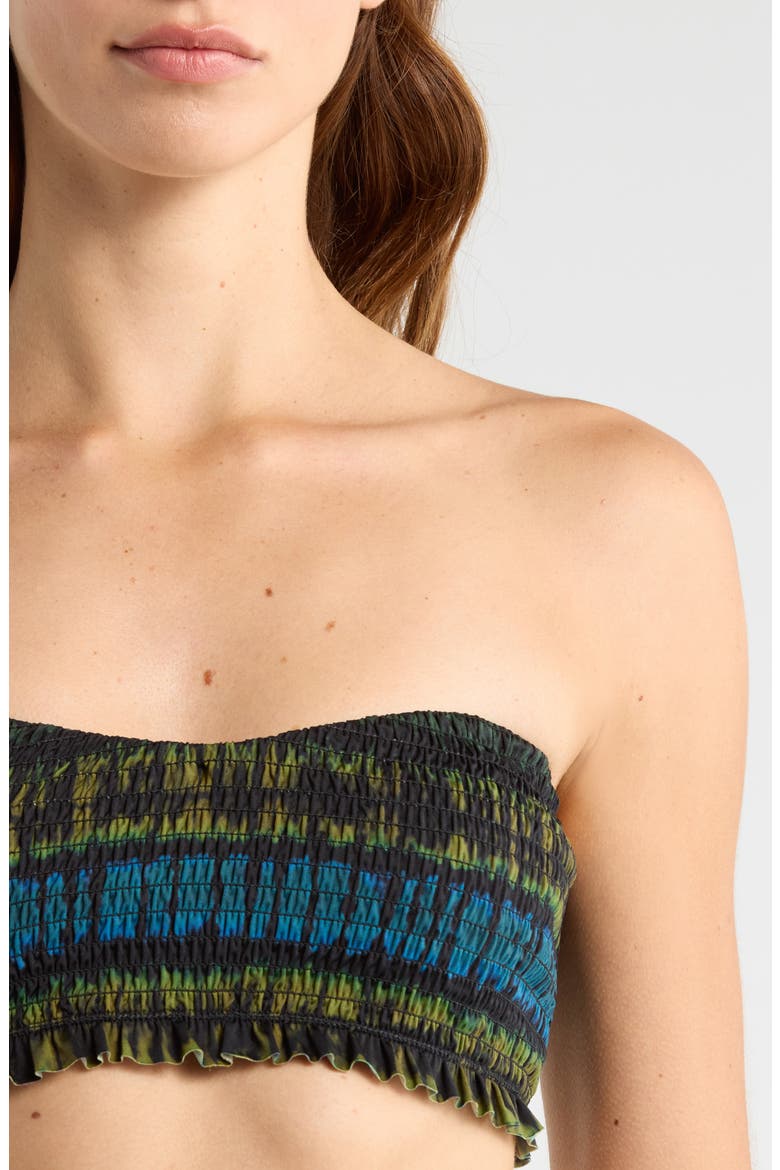 Marseille Tie Dye Smocked Bikini Top, Alternate, color, LAGOON
