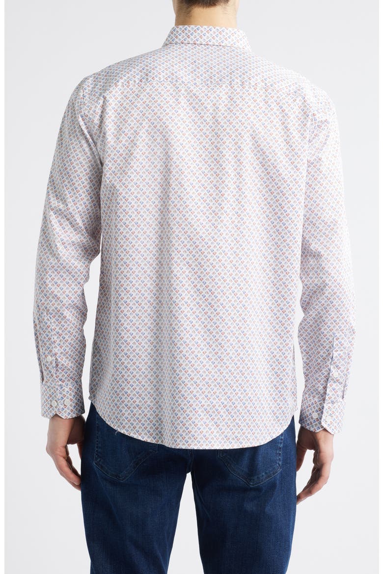 Fan Print Button-Up Shirt, Alternate, color, WHITE MULTI