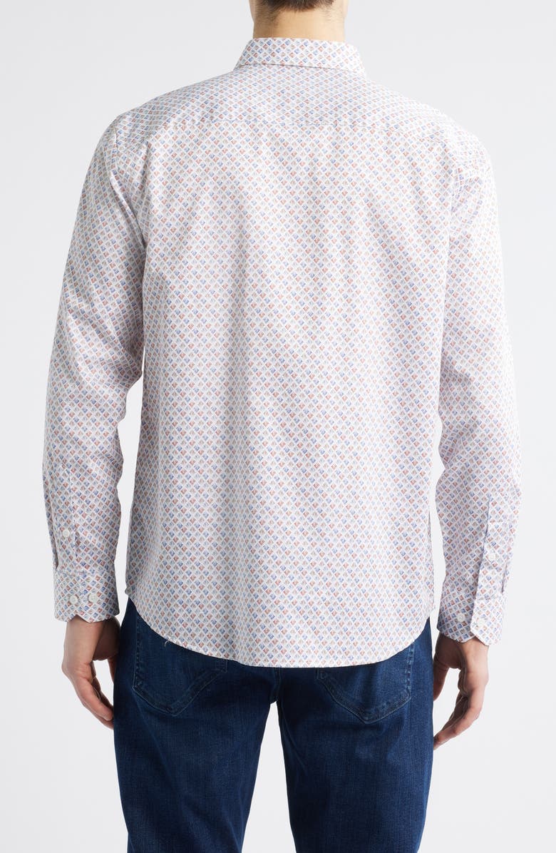 Johnston & Murphy Fan Print Button-Up Shirt, Alternate, color, White Multi