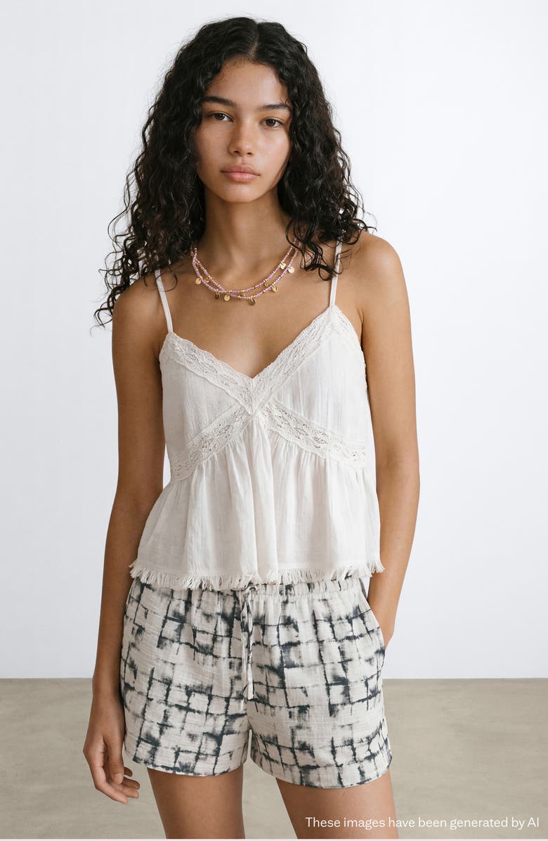 MANGO TEEN Tie Dye Drawstring Mini Shorts, Alternate, color, Charcoal