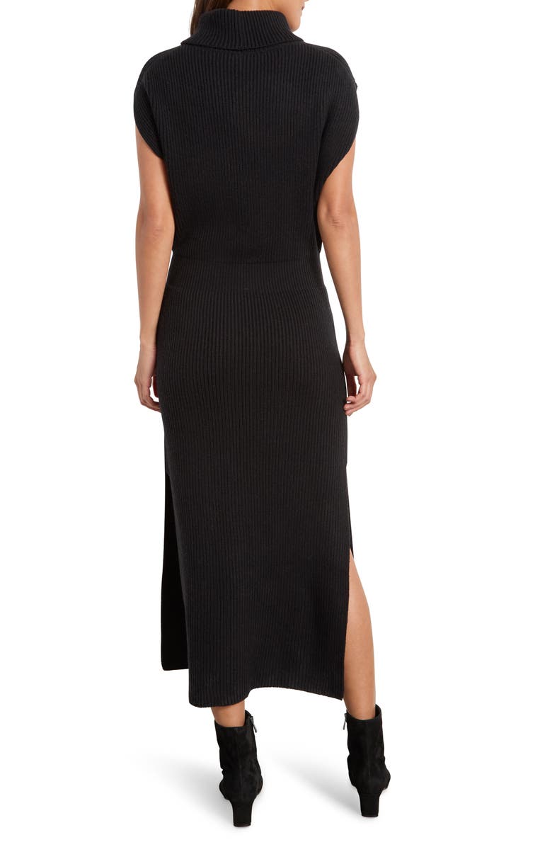 Splendid Madeline Rib Turtleneck Maxi Sweater Dress, Alternate, color, Black