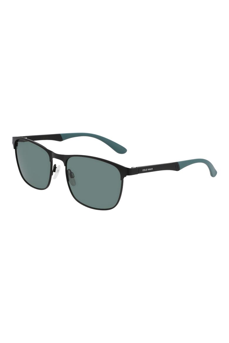 58mm Polarized Modified Rectangular Sunglasses, Alternate, color, BLACK