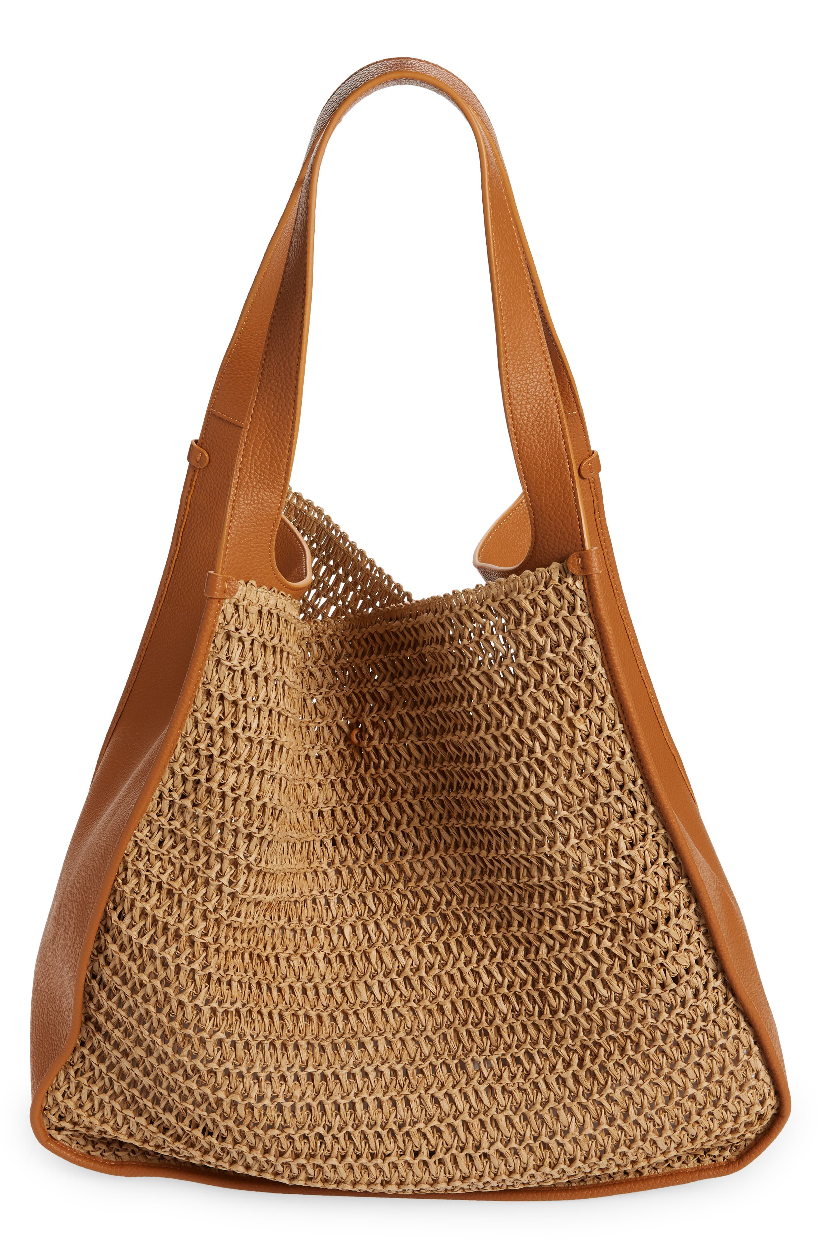 Simon Miller Banyan Leather & Paper Straw Tote Bag, Alternate, color, 