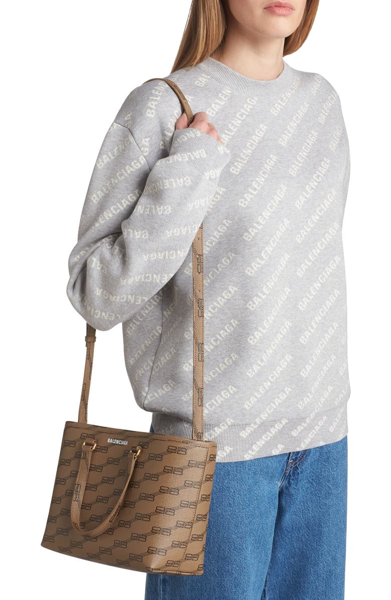 Balenciaga Small Signature Logo Coated Canvas Shopper, Alternate, color,