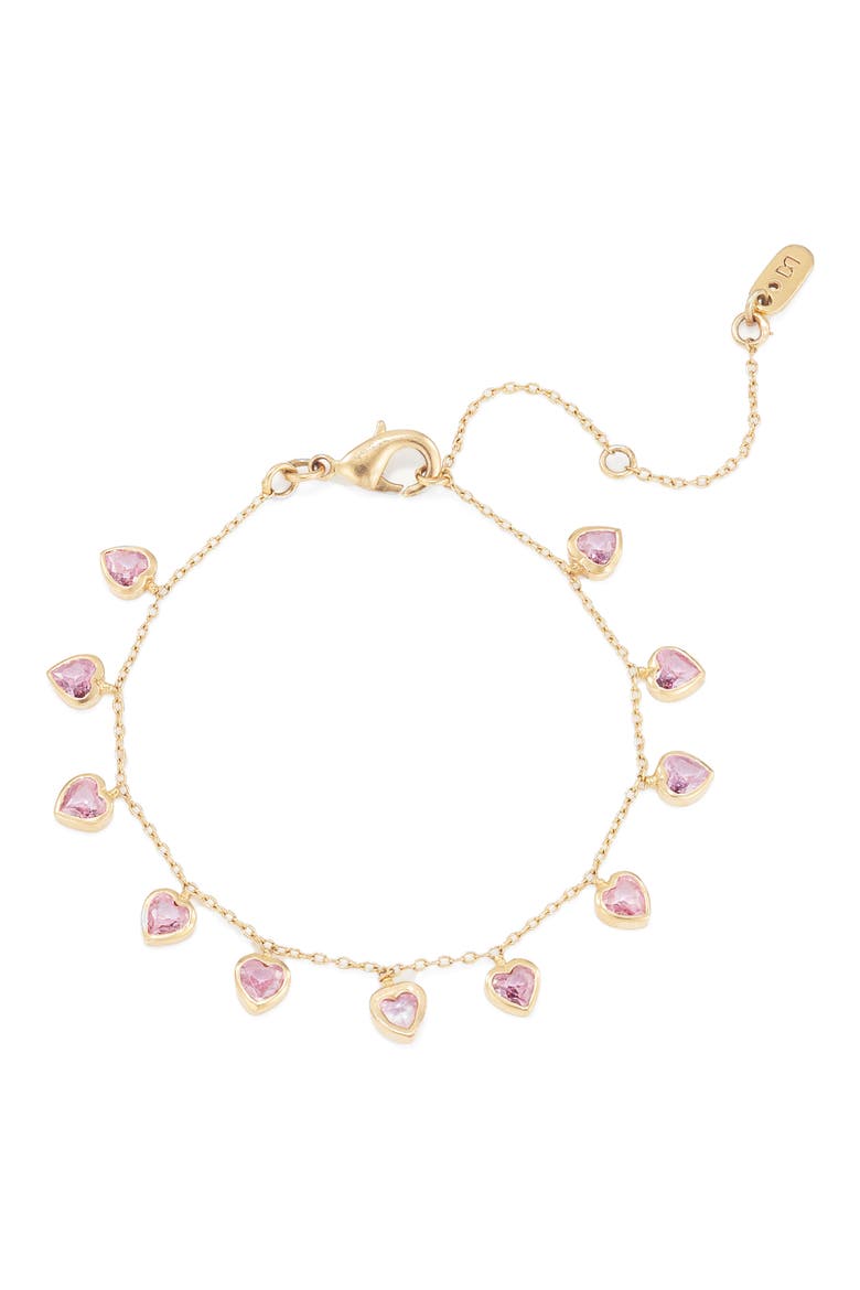 Cherie Heart Charm Bracelet, Main, color, PINK
