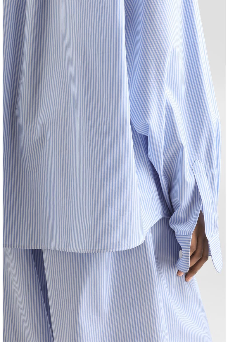 Crystal Appliqué Striped Cotton Poplin Shirt, Alternate, color, S8051 STRIPED - BLUE/ WHITE