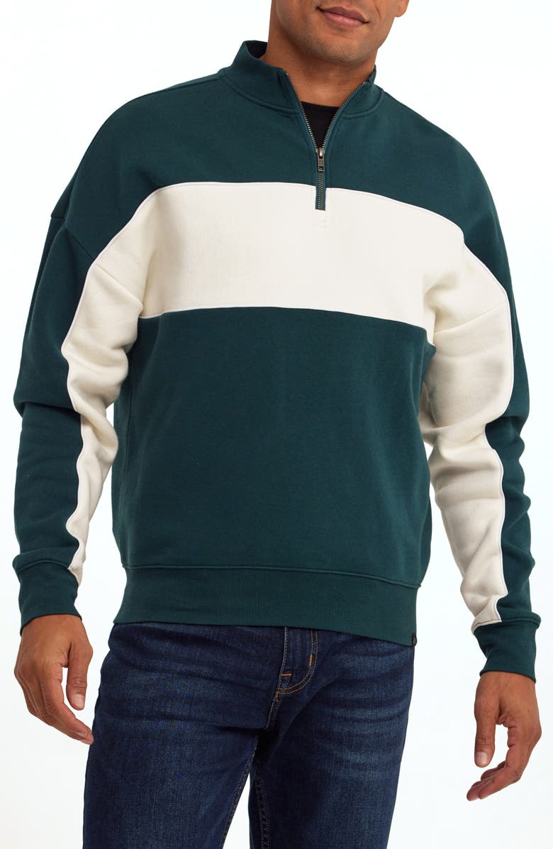 Threads 4 Thought Angus Colorblock Half-Zip Fleece Sweatshirt, Main, color, Serrano / Ecru