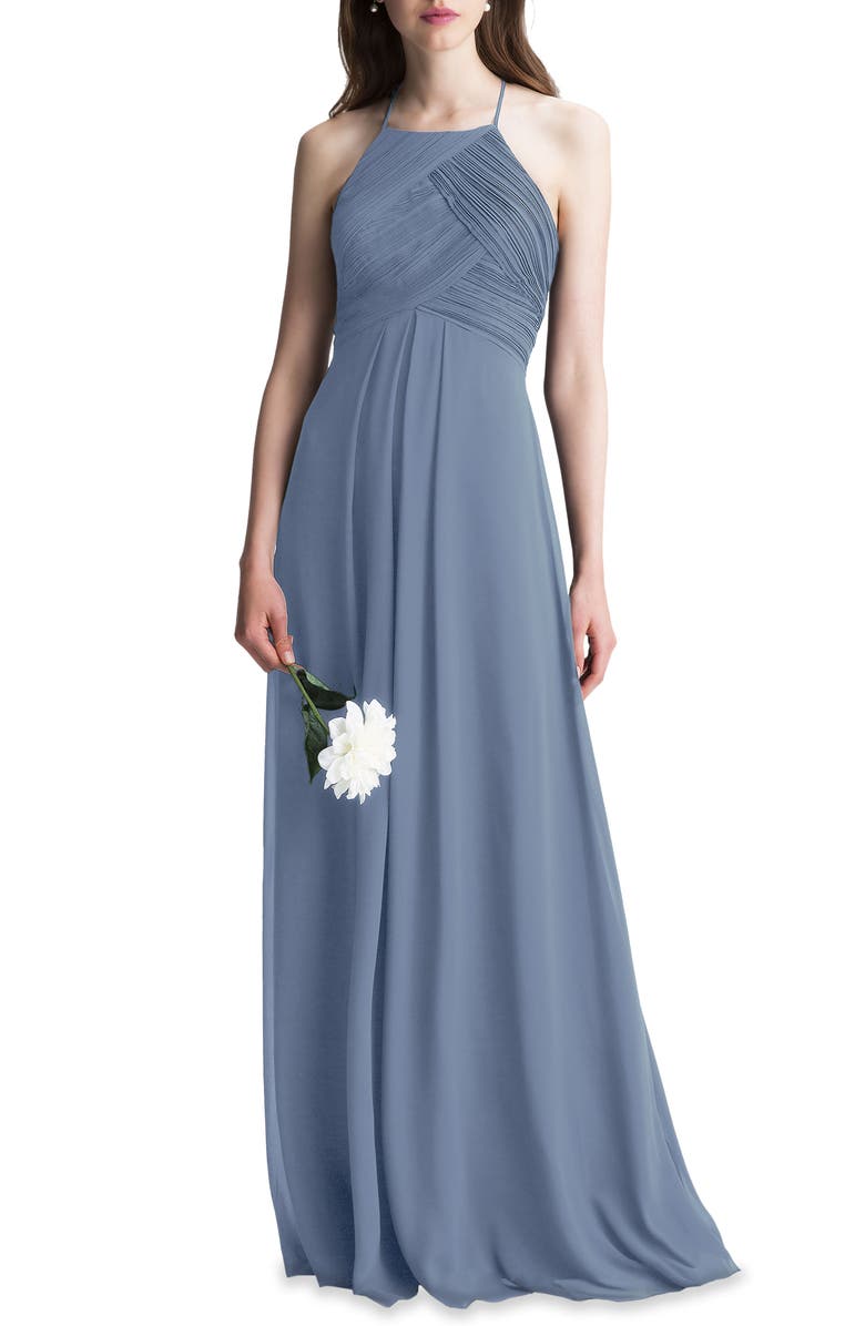 #Levkoff Halter Chiffon A-Line Gown, Main, color,