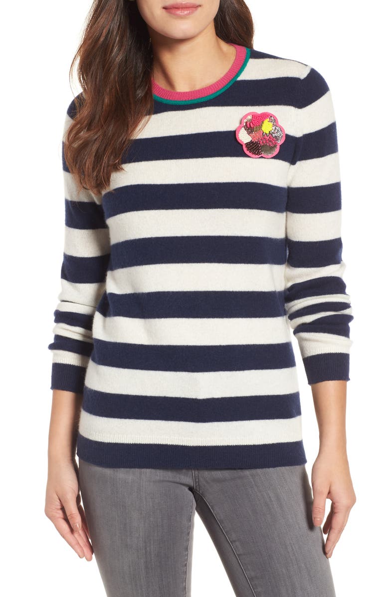 Halogen<sup>®</sup> Stripe Cashmere Sweater, Main, color,