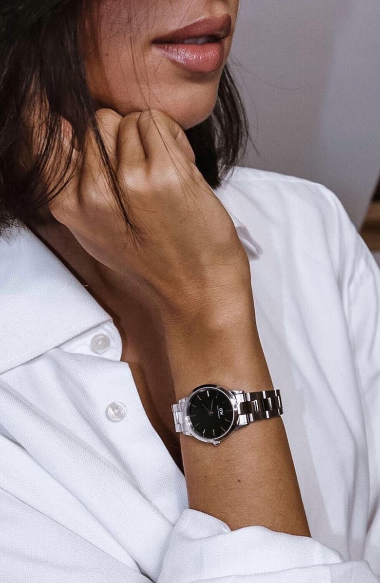 Daniel Wellington Iconic Bracelet Watch, 32mm, Alternate, color, Black/ Silver