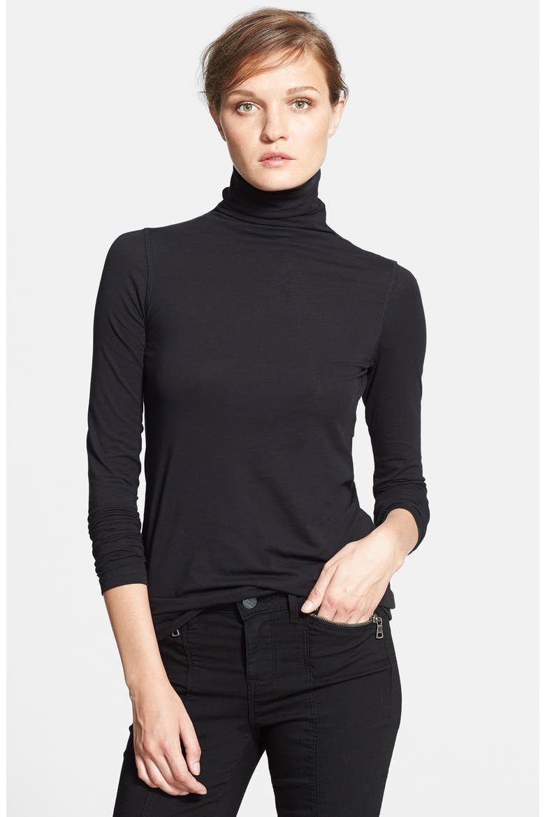 'Favorite' Soft Cotton Turtleneck, Main, color, BLACK