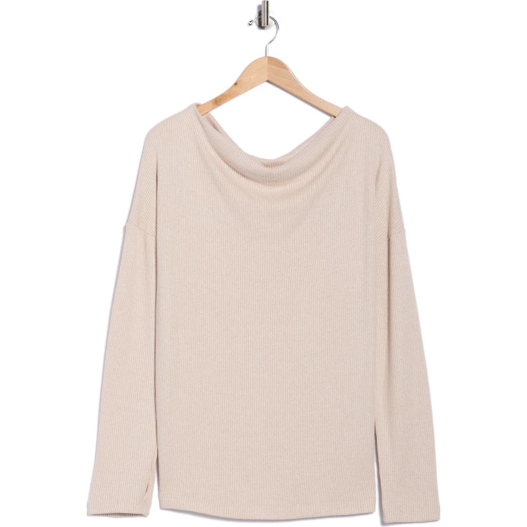Renee C Off The Shoulder Rib Knit Long Sleeve Top In Neutral