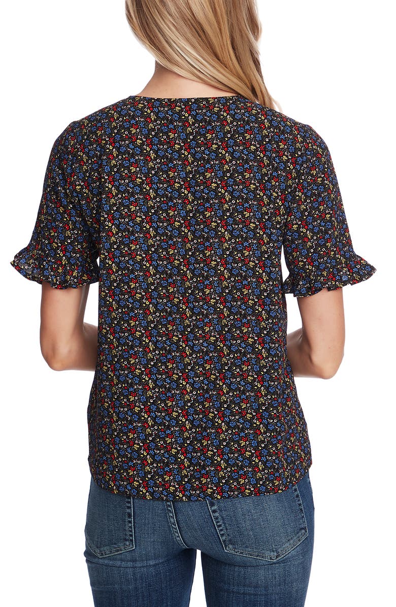 CeCe Ruffle Moroccan Ditsy Blouse, Alternate, color, 