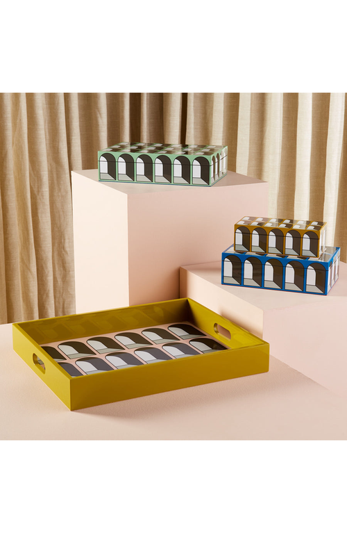 Jonathan Adler Small Arcade Lacquered Box In Ochre