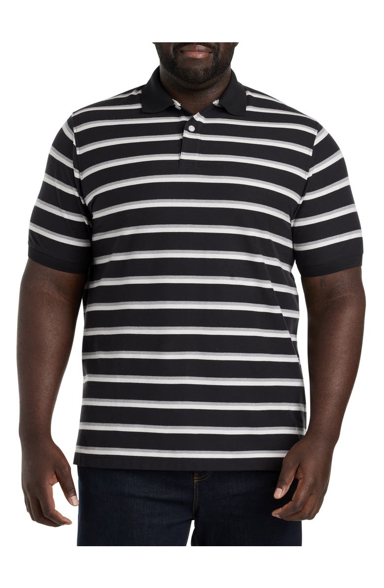 Harbor Bay by DXL Medium Striped Polo Shirt, Main, color, Black Multi