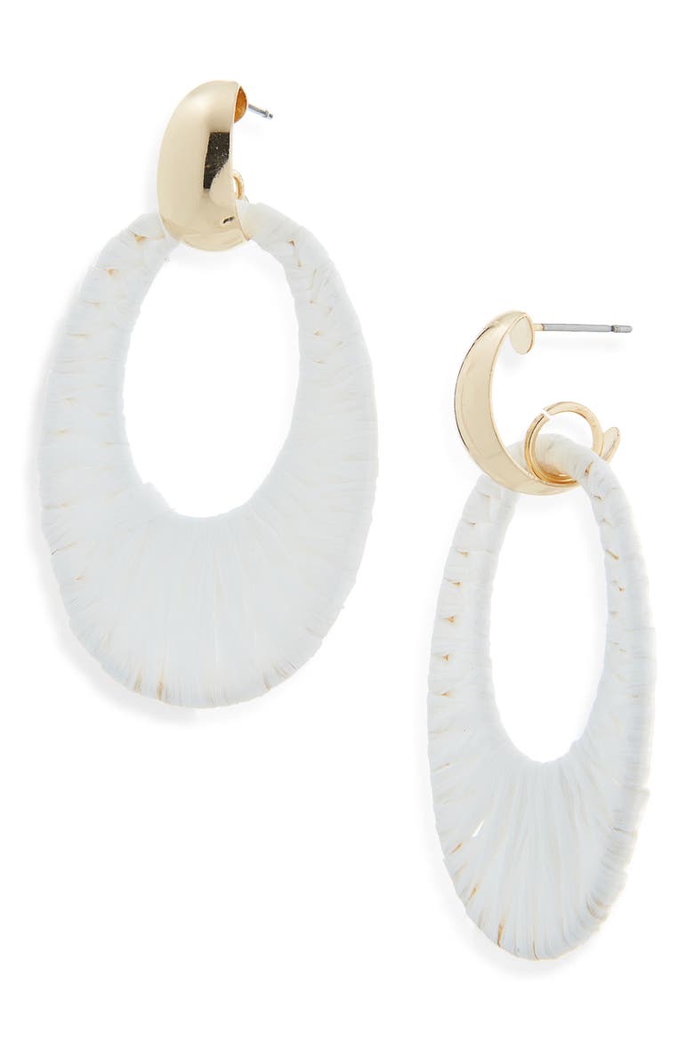 Bow Fringe Crystal Statement Stud Earrings, Main, color, WHITE