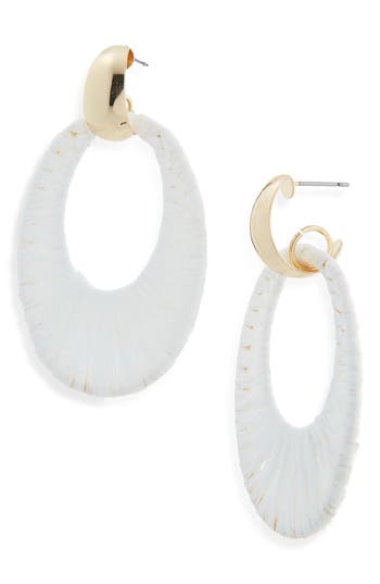 Cara Bow Fringe Crystal Statement Stud Earrings In White