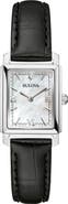 BULOVA Sutton Mother-of-Pearl Leather Strap Watch, 21mm