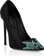 PHILIPP PLEIN Suede Strass Decollete High Heels Flame Women