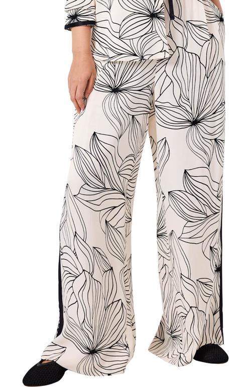 Mint Velvet Floral Print Wide Satin Trousers In Multi