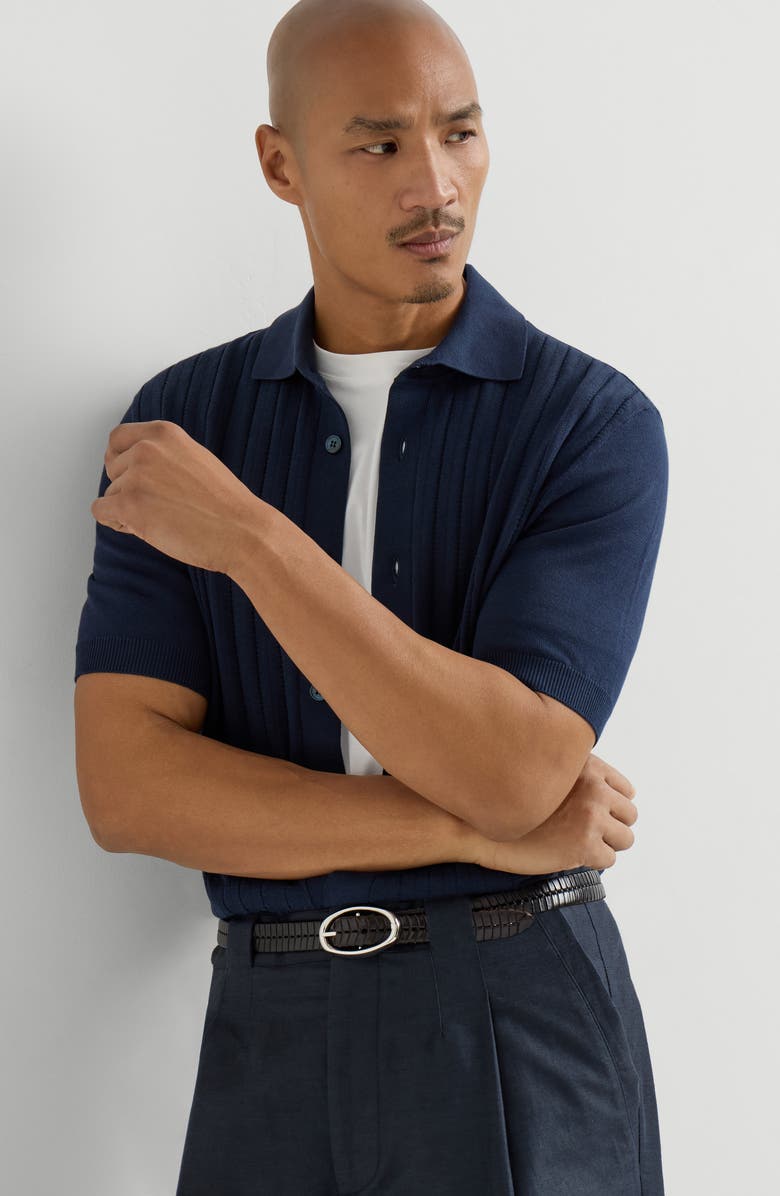 Brunello Cucinelli Knit shirt, Alternate, color, Navy Blue