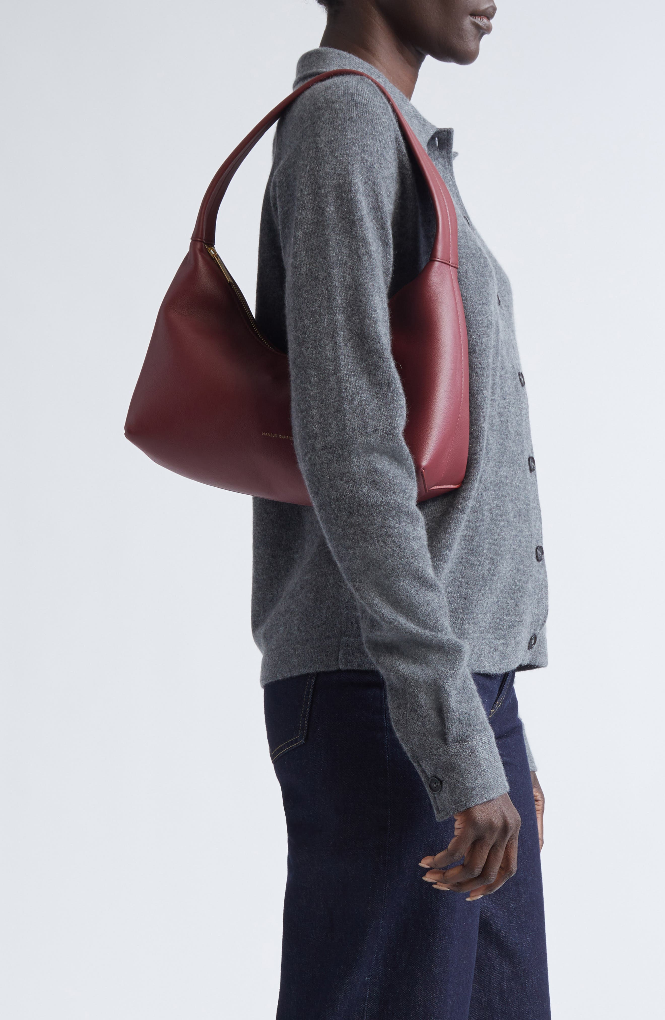 Mansur Gavriel Candy Baguette Leather Shoulder Bag, Alternate, color, Oxblood