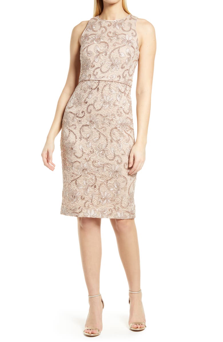 Vince Camuto Sleeveless Sequin Body-Con Dress, Main, color, 