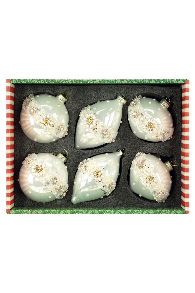 Jeweled Bloom Ornament, Box of 6, Alternate, color, White