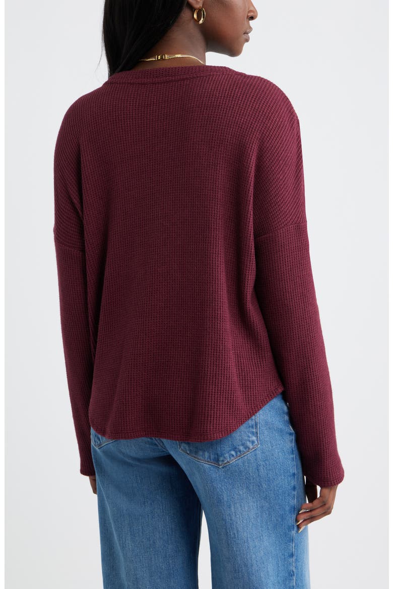 Long Sleeve Waffle Knit T-Shirt, Alternate, color, BURGUNDY LONDON