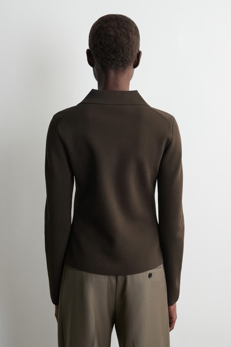 Waisted Milano-Knit Cardigan, Alternate, color, DARK BROWN