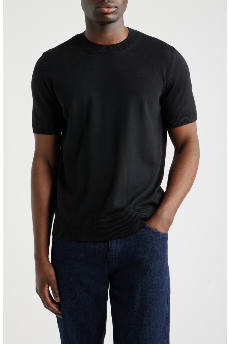 Umauro Wool Knit T-Shirt, Main, color, BLACK