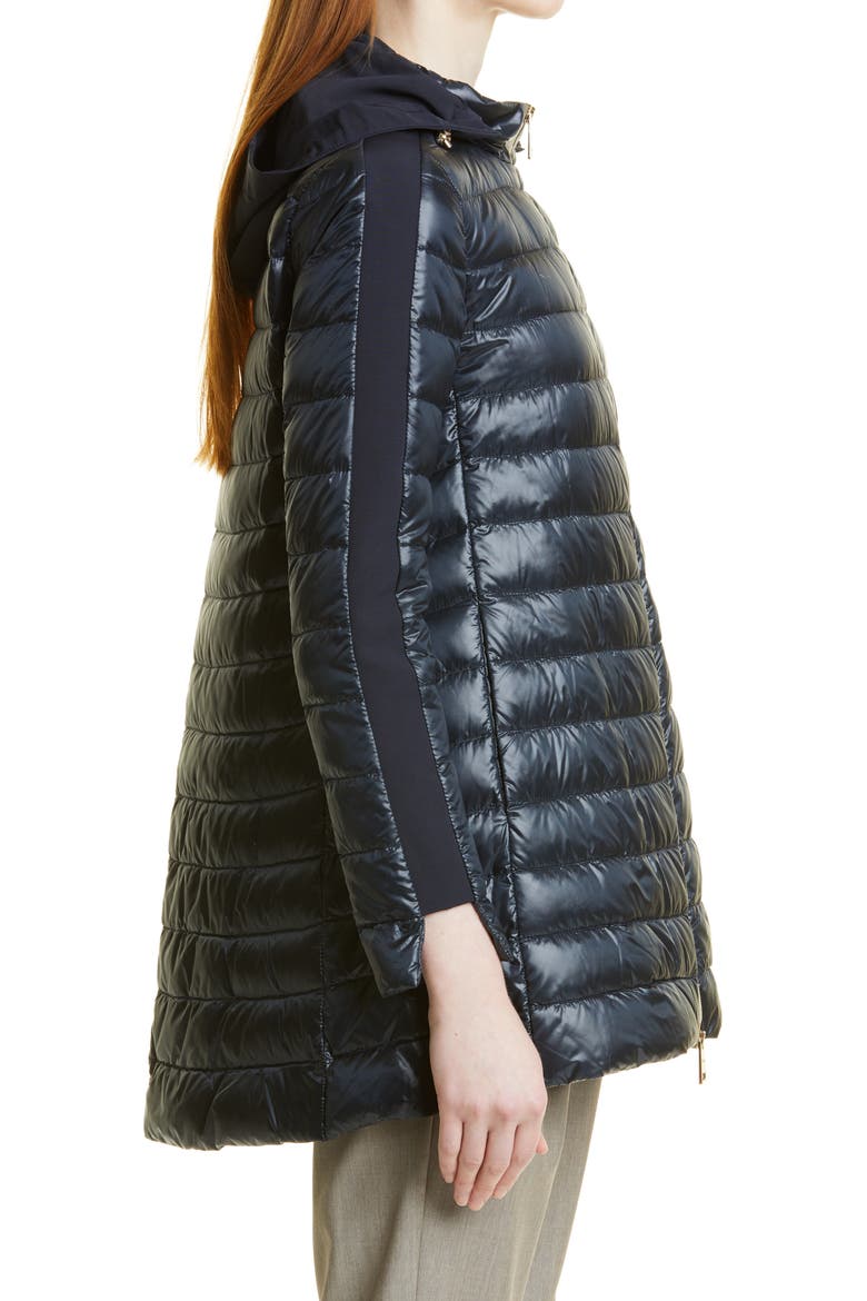 High/Low Down Puffer Coat, Alternate, color, NAVY