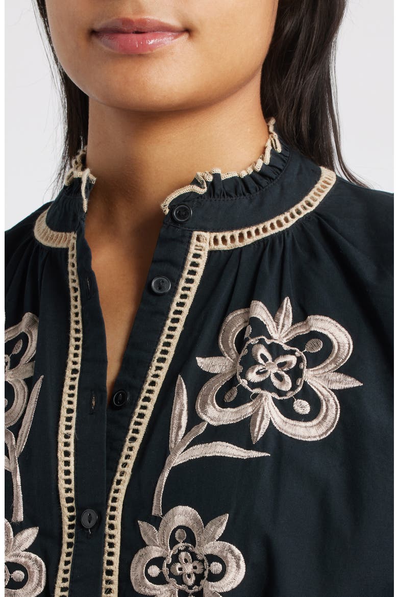 Embroidered Shirtdress, Alternate, color, BLACK/ IVORY