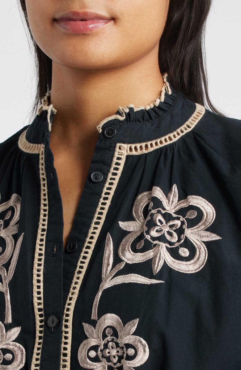 Julia Jordan Embroidered Shirtdress, Alternate, color, Black/ Ivory
